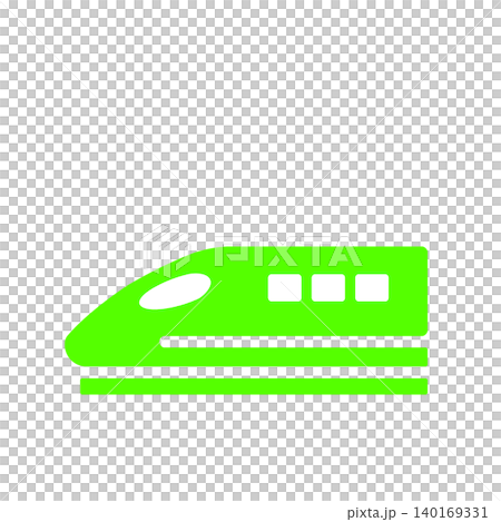 一個簡單的新幹線圖示（綠色），方便用於旅行和車站資訊查詢。 140169331