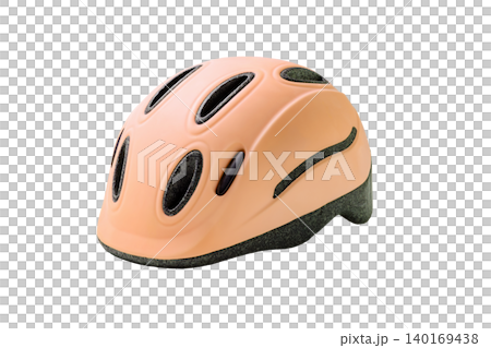 A stock photo of an orange child's bicycle helmet with a transparent background. A stock photo of an orange child's bicycle helmet with a transparent background. 140169438