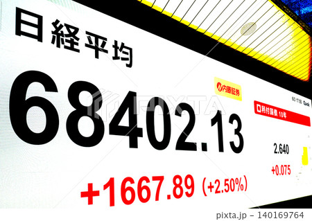 日本の東京都市景観初6万8000円台・6万8402円13銭株価/終値で史上最高値を更新＝6月3日 140169764