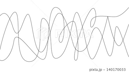 Chaotic line abstract pattern, wavy doodle thread vector background 140170033