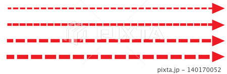 Long dash line arrow, curve horizontal dot direction path Long dash line arrow, curve horizontal dot direction path 140170052
