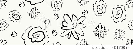 Simple doodle flowers seamless pattern Simple doodle flowers seamless pattern 140170059