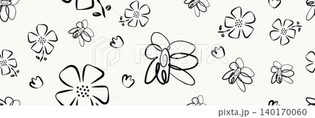 Simple doodle flowers seamless pattern 140170060