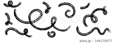 Swirl brush lines set, hand drawn brushstroke scribbles, grunge strokes Swirl brush lines set, hand drawn brushstroke scribbles, grunge strokes 140170077