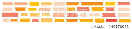 Orange scotch tape icon set, red and pink adhesive tape pieces Orange scotch tape icon set, red and pink adhesive tape pieces 140170088