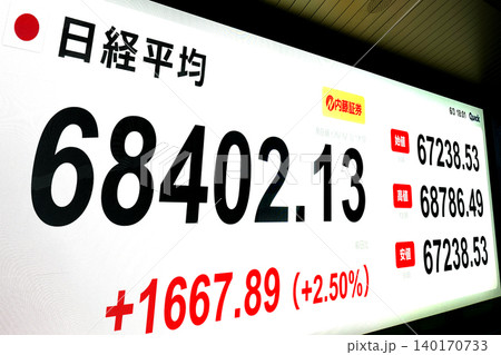 日本の東京都市景観初6万8000円台・6万8402円13銭株価/終値で史上最高値を更新＝6月3日 140170733