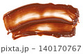 Smear of glossy chocolate or hazelnut spread isolated. Professional top view of a rich brown creamy texture stroke. Perfect for bakery, dessert, and food packaging design. 140170767