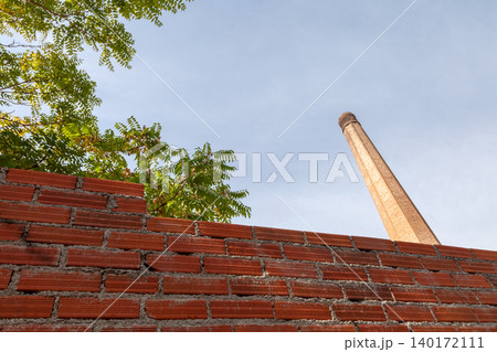 Old Industrial Brick Chimney from Former Dairy Processing Plant Old Industrial Brick Chimney from Former Dairy Processing Plant 140172111