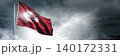 Turkish flag waving in the blue, cloudy sky.	 140172331