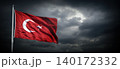 Turkish flag with dark clouds 140172332