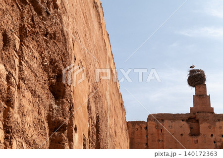 Badi Palace Ruins in Marrakech Morocco under Blue Sky Badi Palace Ruins in Marrakech Morocco under Blue Sky 140172363