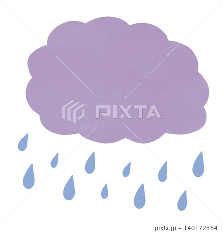 水彩風の雨雲と雨粒のイラスト素材 水彩風の雨雲と雨粒のイラスト素材 140172384