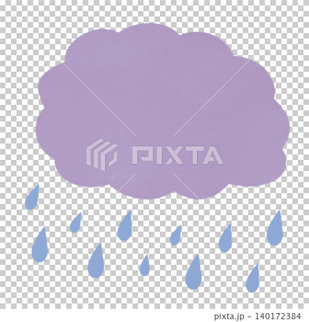 水彩風の雨雲と雨粒のイラスト素材 水彩風の雨雲と雨粒のイラスト素材 140172384