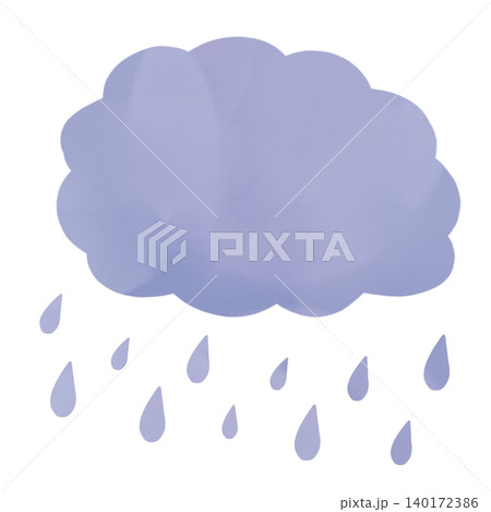 水彩風の雨雲と雨粒のイラスト素材 水彩風の雨雲と雨粒のイラスト素材 140172386