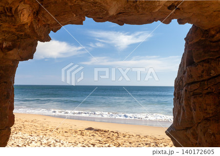 Coastal Cliffs and Ocean View in Algarve Portugal 140172605