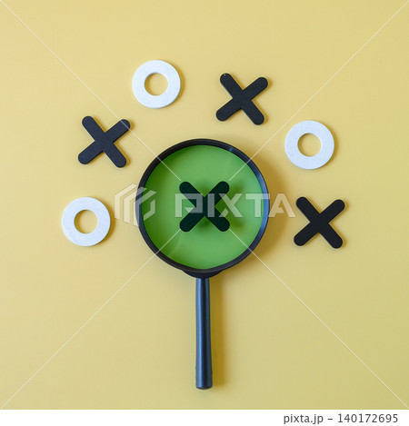 Magnifying glasses with X and O ,Game tic tac toe. Magnifying glasses with X and O ,Game tic tac toe. 140172695