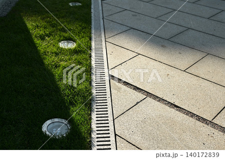 Bright pathway with green grass and modern design Bright pathway with green grass and modern design 140172839