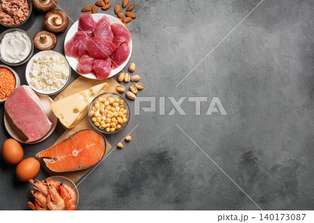 High protein foods selection, Protein sources 140173087