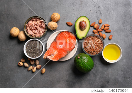Omega 3 food sources and healthy fats Omega 3 food sources and healthy fats 140173094