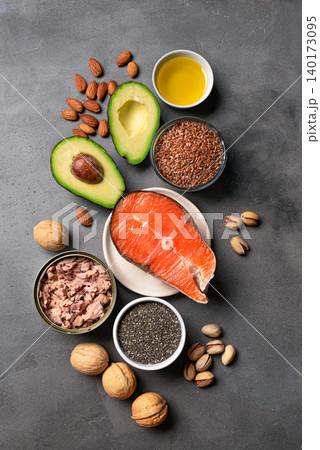 Omega 3 food sources and healthy fats Omega 3 food sources and healthy fats 140173095