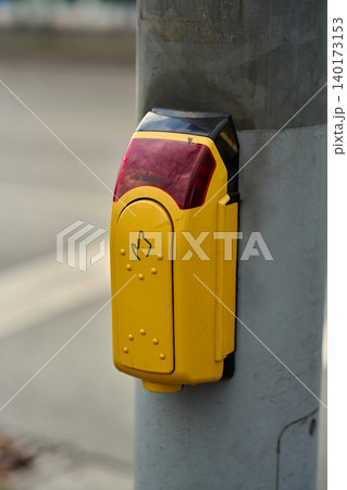 Button ready for safe pedestrian crossing 140173153