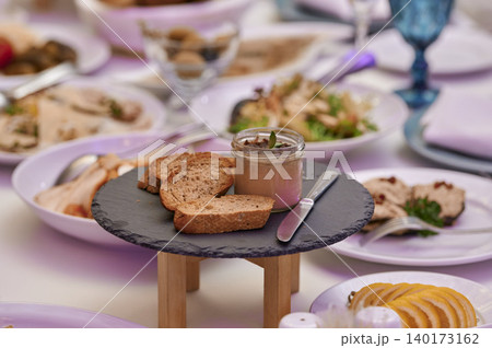 Delightful dining experience with gourmet spreads Delightful dining experience with gourmet spreads 140173162