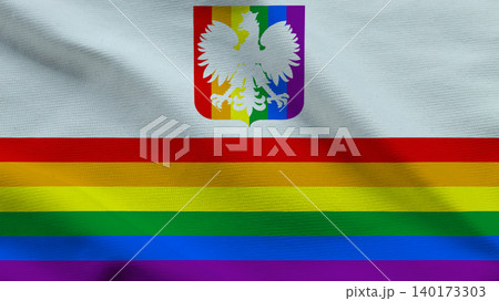 Poland LGBTQ Pride Flag Fabric Texture Concept Poland LGBTQ Pride Flag Fabric Texture Concept 140173303