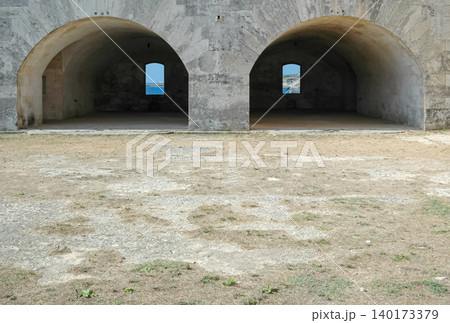 Interior Windows and Gun Ports at La Mola Military Fortress Interior Windows and Gun Ports at La Mola Military Fortress 140173379