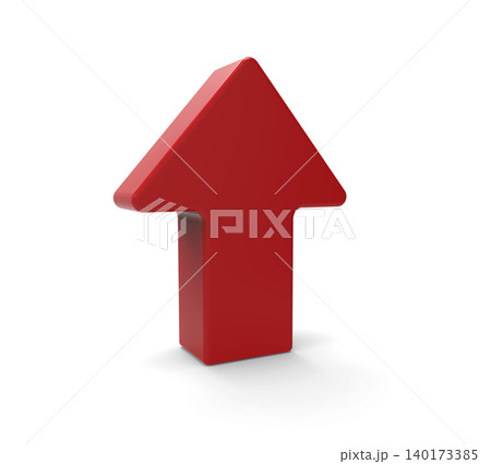 Red upward arrow on white background Red upward arrow on white background 140173385