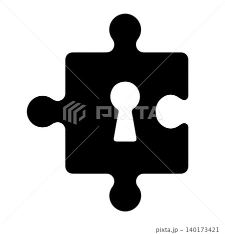 igsaw Puzzle Piece Shape with Center Secret Keyhole Silhouette Concept igsaw Puzzle Piece Shape with Center Secret Keyhole Silhouette Concept 140173421