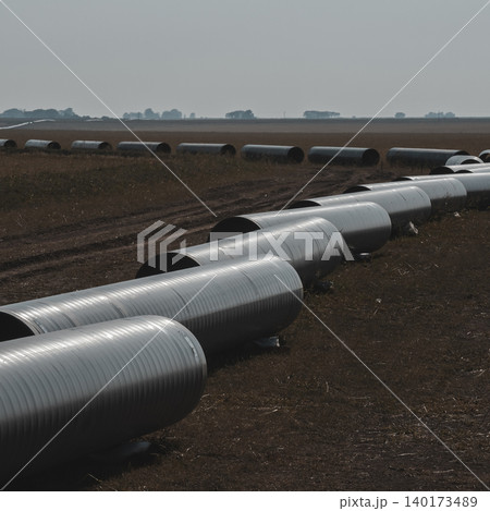 Gas pipeline construction, La Pampa province , Patagonia, Argentina. Gas pipeline construction, La Pampa province , Patagonia, Argentina. 140173489