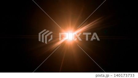 Intense cinematic light flare radiating from a bright source on dark background. Realistic optical effect ideal for film production, visual effects and dramatic compositions. Intense cinematic light flare radiating from a bright source on dark background. Realistic optical effect ideal for film production, visual effects and dramatic compositions. 140173733