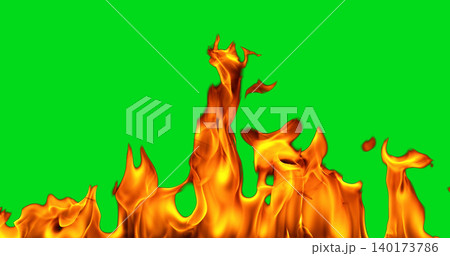 Realistic orange flames isolated on green screen background. Detailed fire element with natural burning shapes, ideal for VFX compositing, overlays and motion graphics projects. Realistic orange flames isolated on green screen background. Detailed fire element with natural burning shapes, ideal for VFX compositing, overlays and motion graphics projects. 140173786