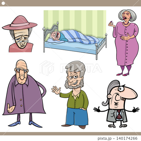 cartoon illustration of seniors people characters set 140174266