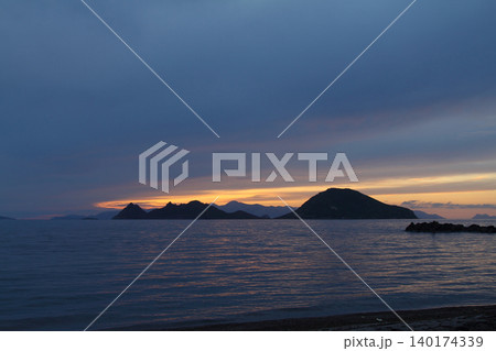 Seaside town of Turgutreis and spectacular sunsets 140174339