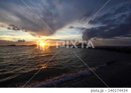 Seaside town of Turgutreis and spectacular sunsets Seaside town of Turgutreis and spectacular sunsets 140174434
