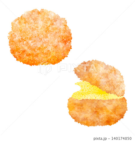 焼菓子_クッキーシュークリーム_カスタードクリーム_水彩タッチ 140174850