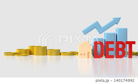 Rising Home Debt With Financial Growth Chart 3d render. Rising Home Debt With Financial Growth Chart 3d render. 140174992