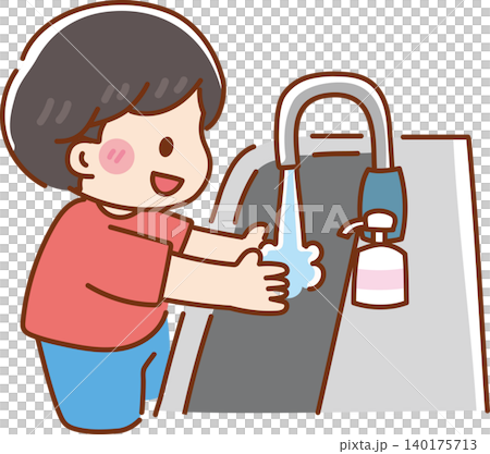 Boy washing hands in the tap Boy washing hands in the tap 140175713