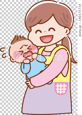 A childcare worker comforting a crying baby. 140175714