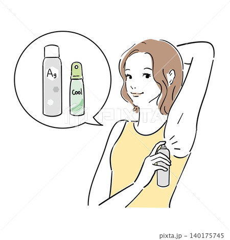 夏の発汗脇汗対策をする女性の表情 夏の発汗脇汗対策をする女性の表情 140175745