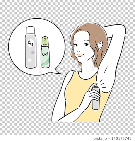 夏の発汗脇汗対策をする女性の表情 夏の発汗脇汗対策をする女性の表情 140175745