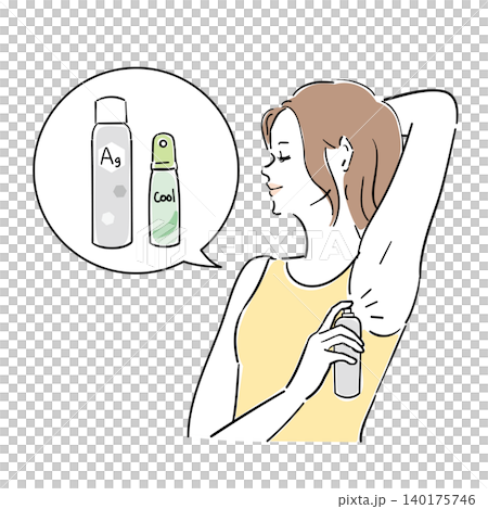 夏の発汗脇汗対策をする女性の表情 140175746