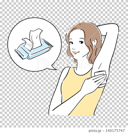 夏の発汗脇汗対策をする女性の表情 夏の発汗脇汗対策をする女性の表情 140175747