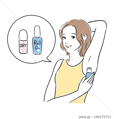 夏の発汗脇汗対策をする女性の表情 140175751