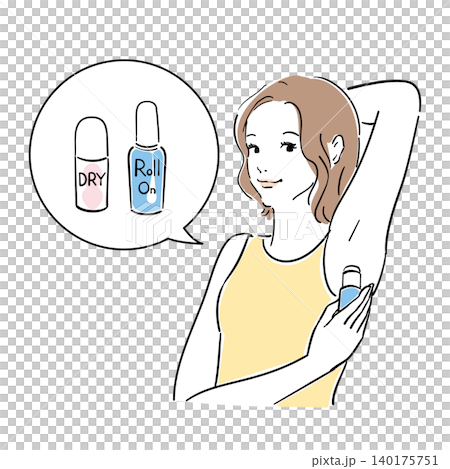 夏の発汗脇汗対策をする女性の表情 140175751