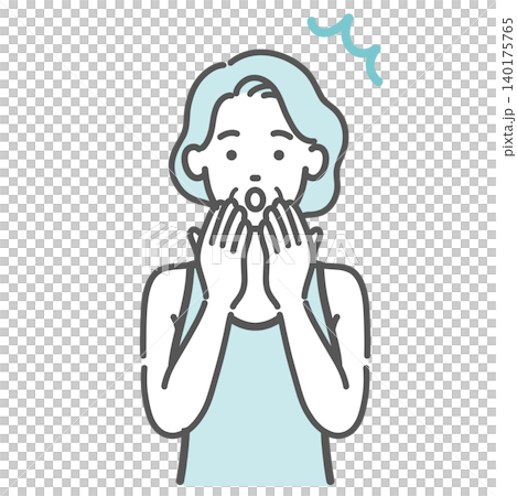 An illustration of a senior woman in sportswear striking a surprised pose. An illustration of a senior woman in sportswear striking a surprised pose. 140175765