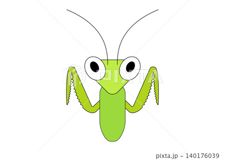 前脚を振り上げたかわいらしいカマキリのイラスト 前脚を振り上げたかわいらしいカマキリのイラスト 140176039