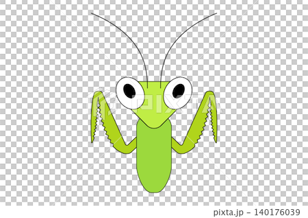 前脚を振り上げたかわいらしいカマキリのイラスト 前脚を振り上げたかわいらしいカマキリのイラスト 140176039
