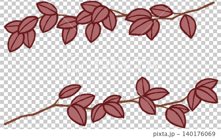 Simple, hand-drawn style frame of branches and leaves 140176069